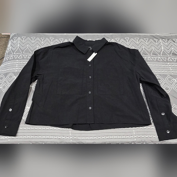 Madewell Tops - Madewell Signature Poplin Crop Shirt In Black Size XS